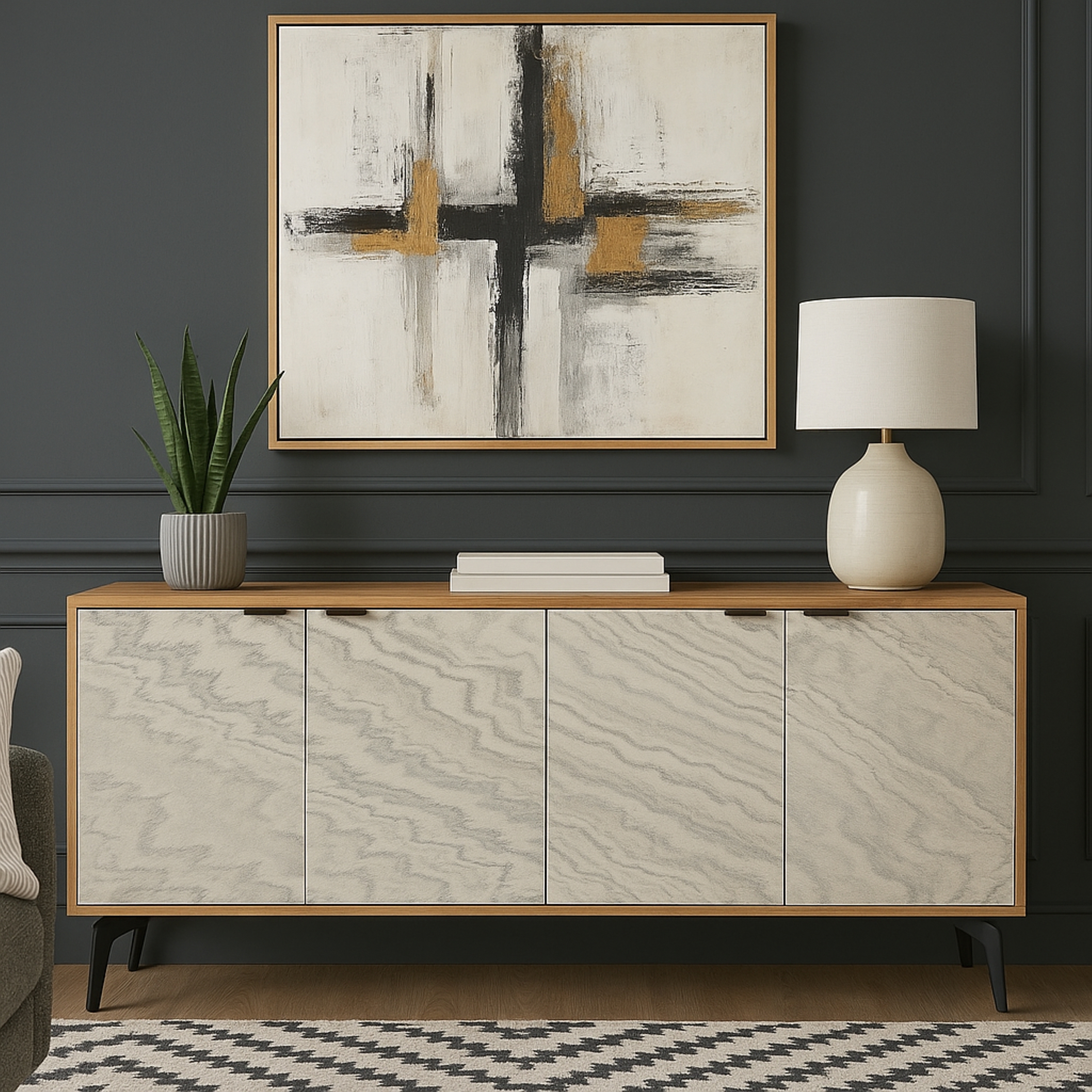HH2 Home Home Creations Maeve 4-Door Sideboard