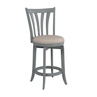 Farmhouse Swivel Counter Stool with Flared Slat Back