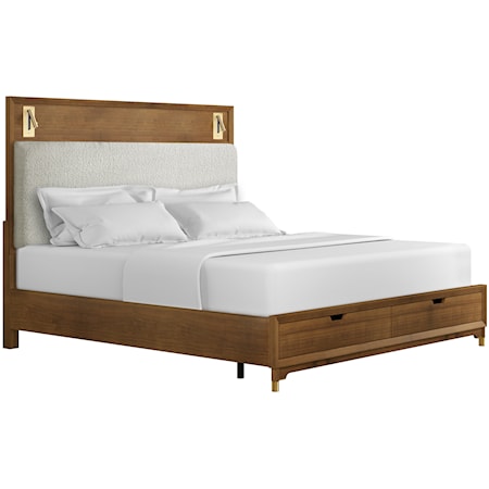 Mid-Century Modern King Bed with Storage Footboard