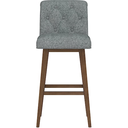 Uniquely Yours Wood And Upholstered Tufted Adjustable Swivel Stool