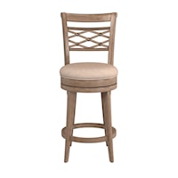 Wood Counter Height Swivel Stool with Hammered Metal Detailing