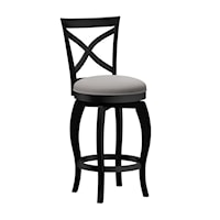 Wood Counter Height Swivel Stool with Curved X Back Design
