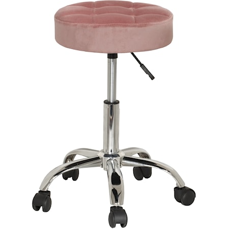 Glam Adjustable Swivel Vanity Stool with Casters