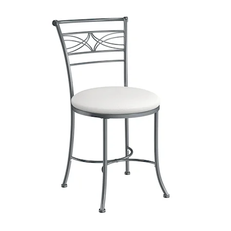 Metal Vanity Stool with an Open Back Decorative Line Design