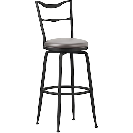 Modern Transitional Swivel Barstool with Upholstered Seat