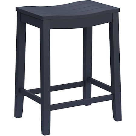 Farmhouse Backless Counter Stool with Saddle-Style Seat