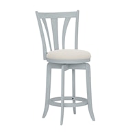 Transitional Swivel Barstool with Upholstered Seat