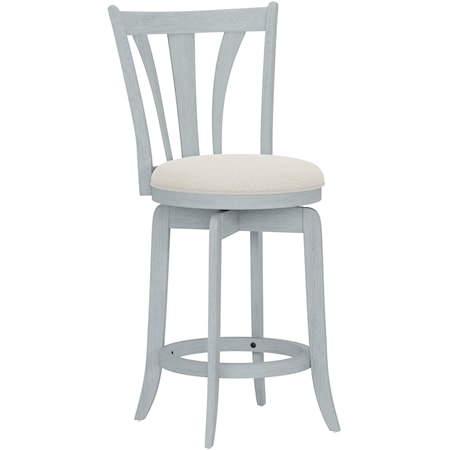 Transitional Swivel Barstool with Upholstered Seat
