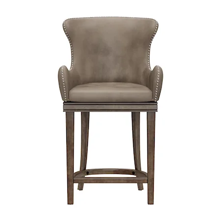 Wingback Wood Counter Height Memory Return Swivel Stool