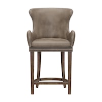 Wingback Wood Counter Height Memory Return Swivel Stool