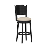 Farmhouse Swivel Barstool with Upholstered Seat