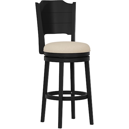 Farmhouse Swivel Barstool with Upholstered Seat