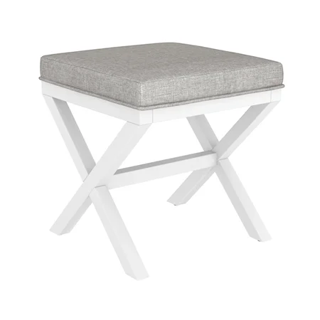 Transitional Upholstered Square Backless Vanity Stool with X Design Base