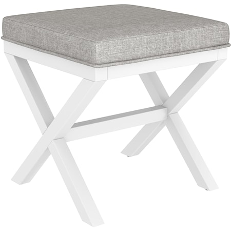 Transitional Upholstered Square Backless Vanity Stool with X Design Base