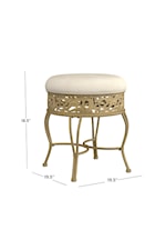 Hillsdale Villa III Backless Metal Vanity Stool with Ornate Lattice Detailing