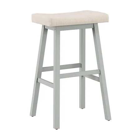 Wood and Upholstered Backless Bar Height Stool