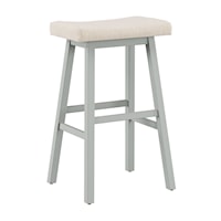 Wood and Upholstered Backless Bar Height Stool