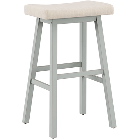 Wood and Upholstered Backless Bar Height Stool