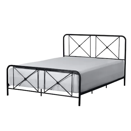 Contemporary Metal Queen Bed with Double X Design
