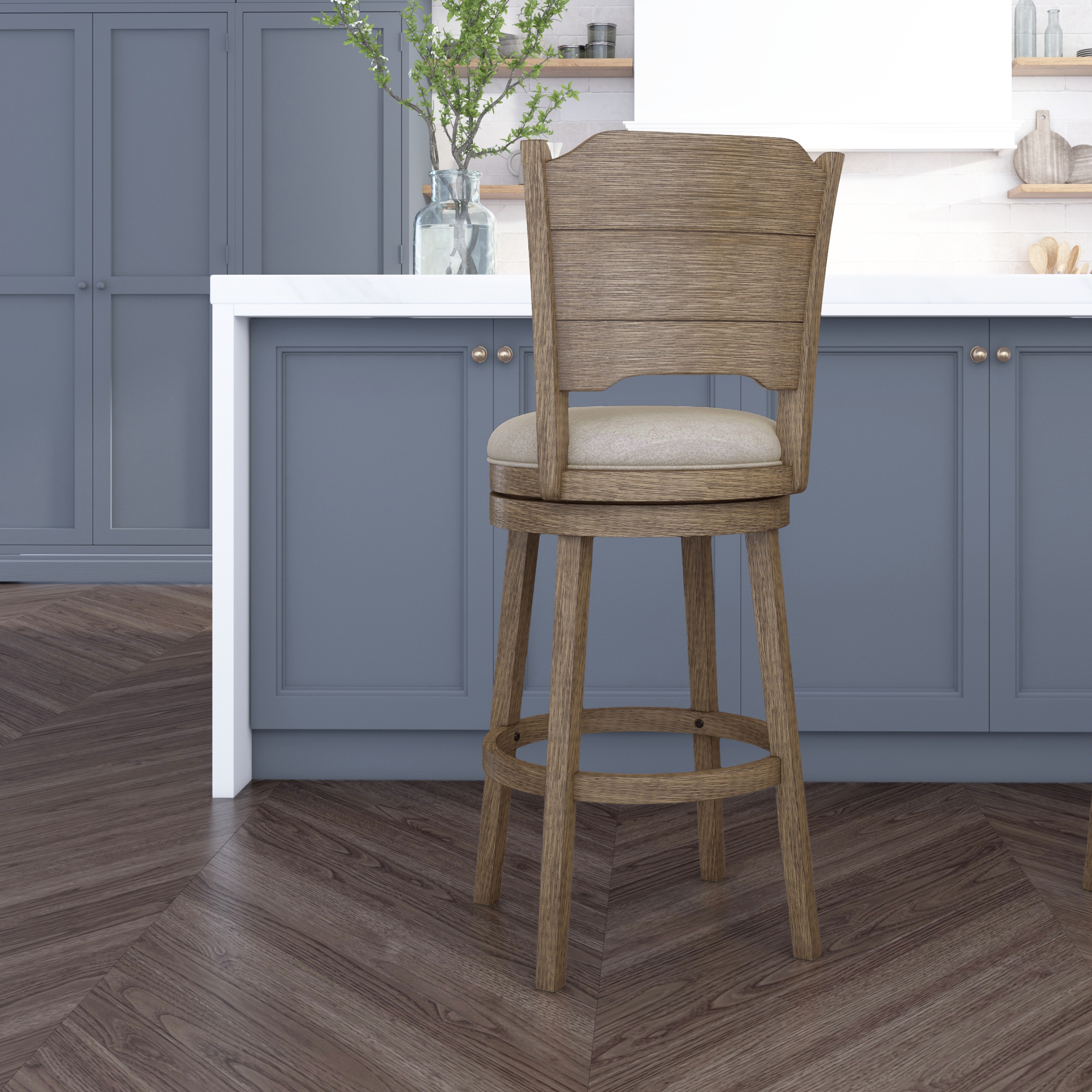 HH2 Home Clarion Wood Bar Height Swivel Stool