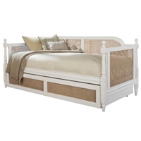 Wood and Cane Twin Size Daybed with Trundle