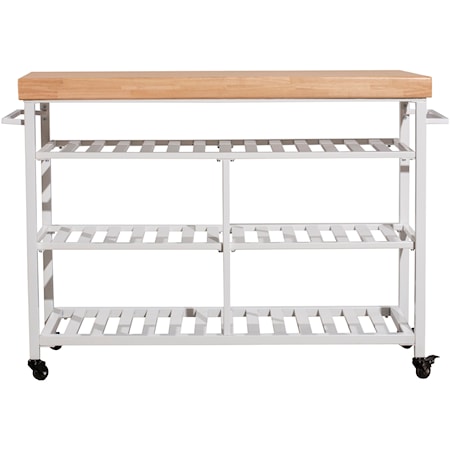 Metal Kitchen Cart with Wood Top