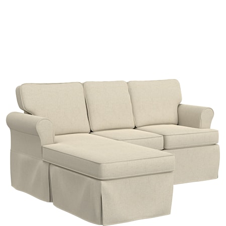 Contemporary 3-Piece Upholstered Reversible Chaise Sectional Sofa with Skirted Legs