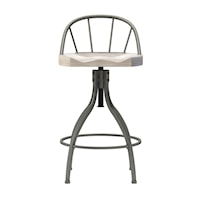 Worland Metal Adjustable Height Stool with Back and Wood Saddle Seat