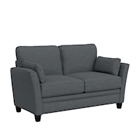 Transitional Upholstered Loveseat with 2 Pillows