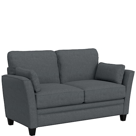 Transitional Upholstered Loveseat with 2 Pillows