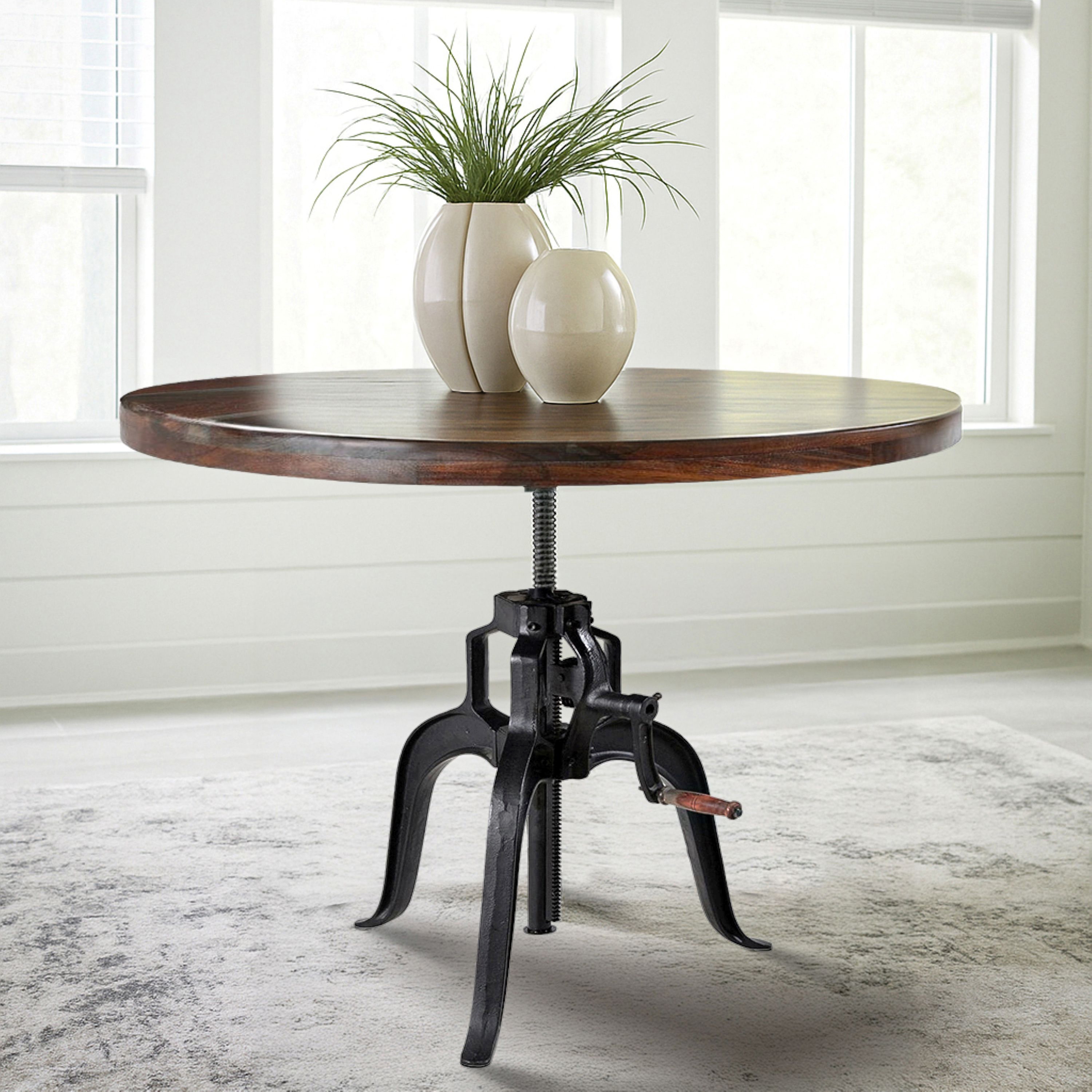 Adjustable Height Pedestal Dining Table