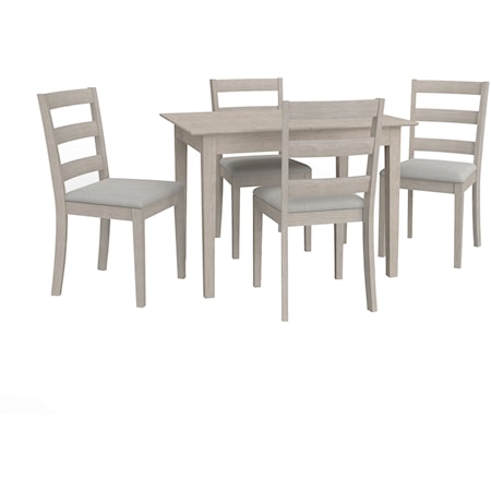 Farmhouse Wooden 5-Piece Dining Set with X-Back Dining Chairs