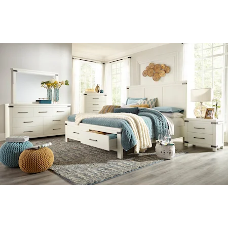New Castle Wood Queen Bedroom Set With Dresser, Mirror And Nightstand