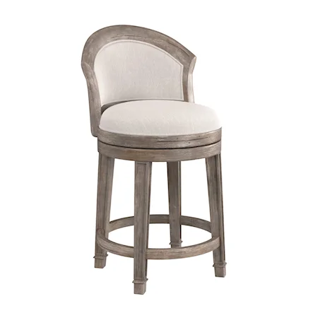 Wood Counter Height Swivel Stool with Upholstered Back