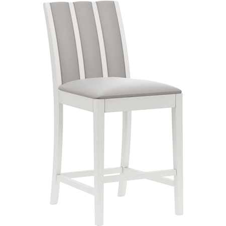 Contemporary Counter Stool with Double-Sided Vertical Tufting Back