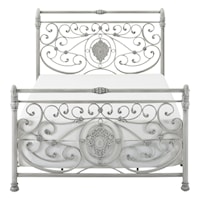 Metal Queen Size Bed with Ornate Detailing