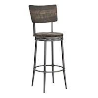 Wood and Metal Bar Height Swivel Stool with Wood Seat