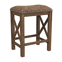 Backless Wood Counter Height Stool with Nailhead Trim