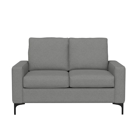 Contemporary Upholstered Loveseat with Metal Legs