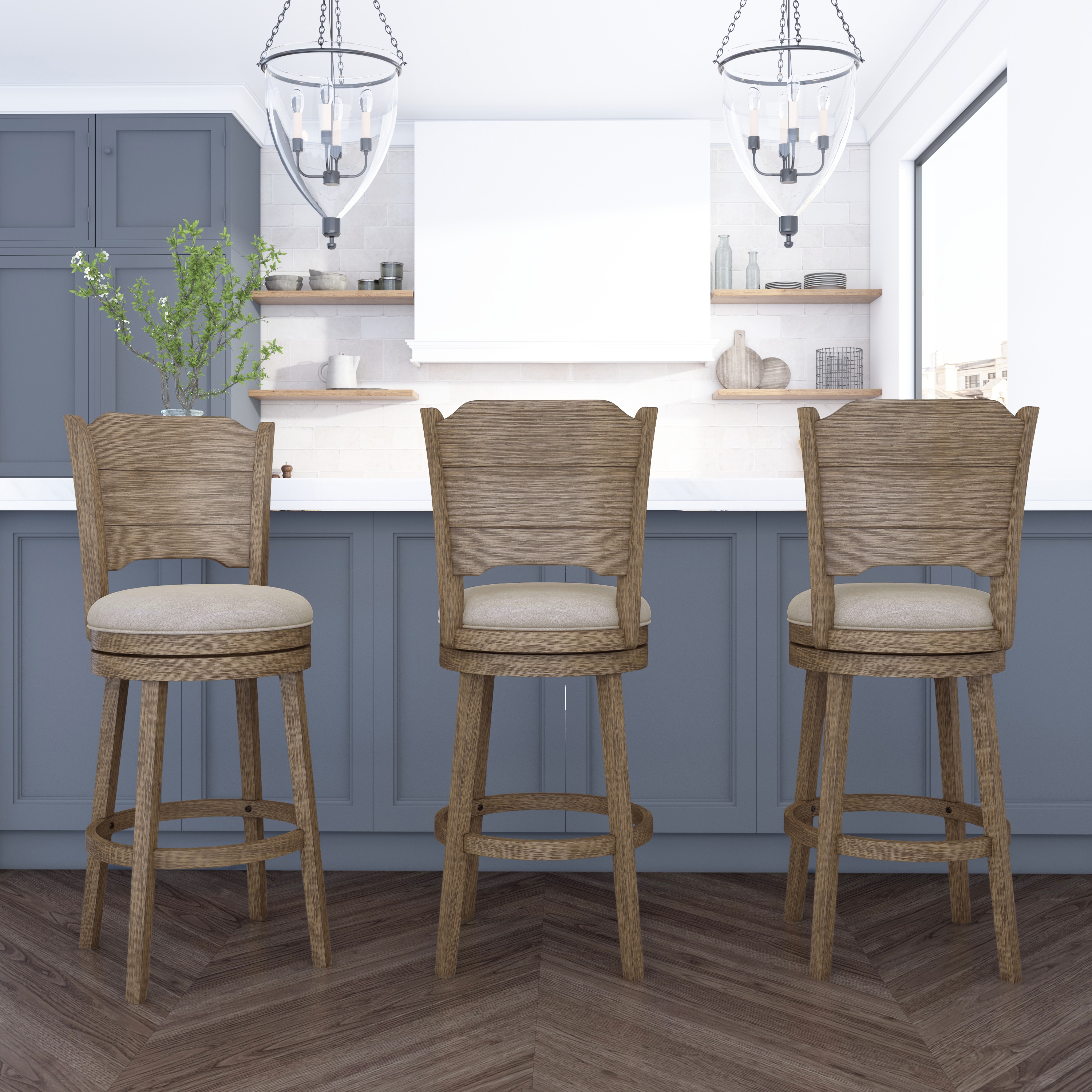 HH2 Home Clarion Wood Bar Height Swivel Stool