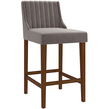 Transitional Counter Stool with Channel Tufting