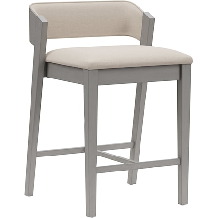 Contemporary Wooden Counter Stool with Upholstered Seat