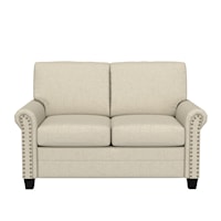 Contemporary Upholstered Loveseat with Nailheads