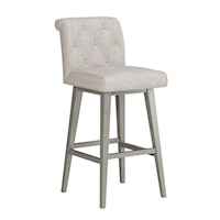 Uniquely Yours Wood And Upholstered Tufted Adjustable Swivel Stool