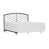 Metal King Size Headboard with Chevron Spindle Design and Frame