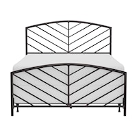 Metal Queen Size Bed with Arched Chevron Spindle Design