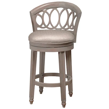 Wood Counter Height Swivel Stool with Interlocking Circle Motif