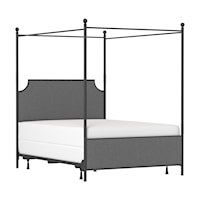 Queen Metal and Upholstered Canopy Bed without Frame