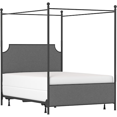Queen Metal and Upholstered Canopy Bed without Frame