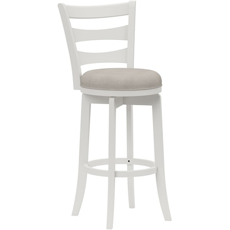 Contemporary Wooden Swivel Barstool with Upholstered Seat